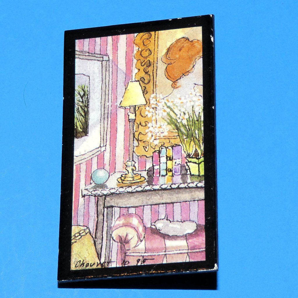 Vintage Artisan Brooch Pin Signed Chouvet 10 95 Home Drawing Lamp Vanity 1995